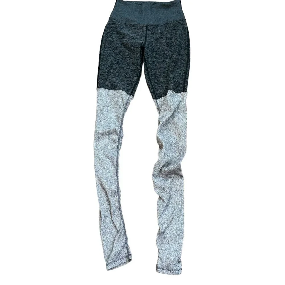 ALO Yoga Grey High Waist Ribbed Knit‎ Lounge Leggings Ruched Small Dance Workout